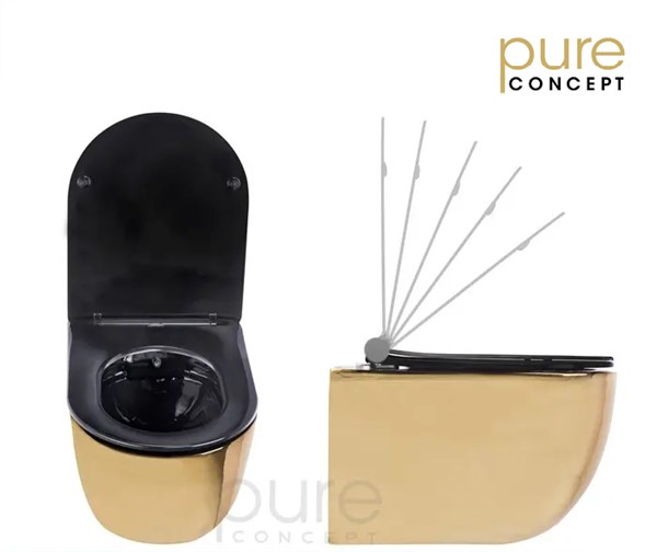 Pure Concept Asma Klozet Parlak Gold Kanalsız